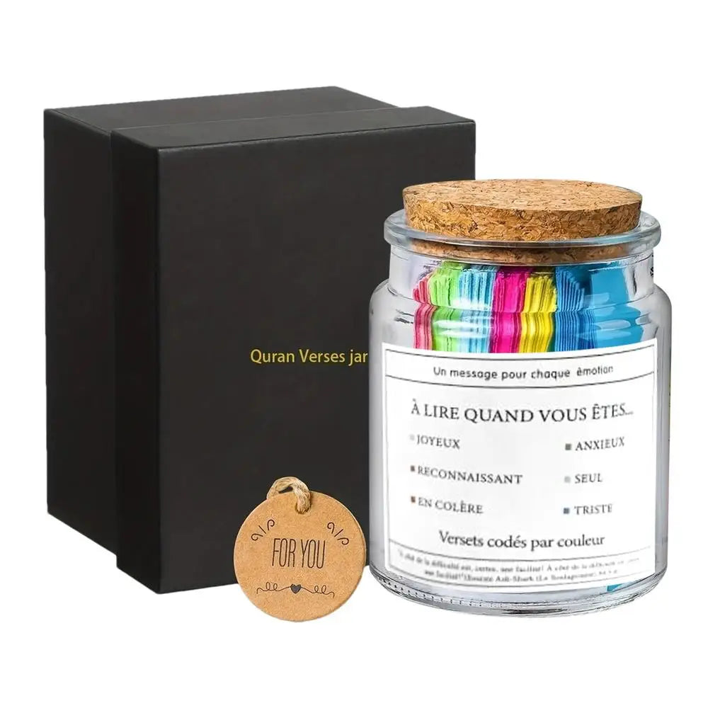 Quran Verse Jar | Islamic Prayer & Scripture Gift with 60 Color-Coded Verses