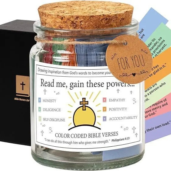Bible Verses in a Jar | Colorful Scripture Notes with Gift Box | Christian Gratitude & Blessings Gift