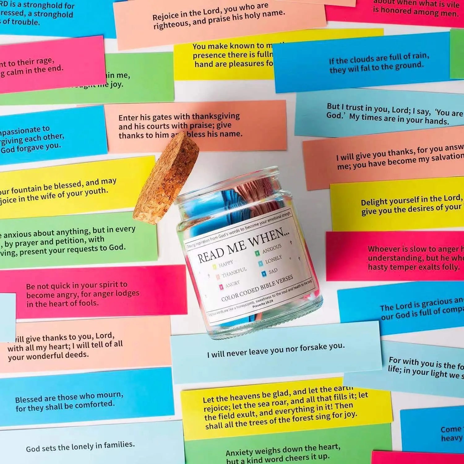 Bible Verses in a Jar | Colorful Scripture Notes with Gift Box | Christian Gratitude & Blessings Gift