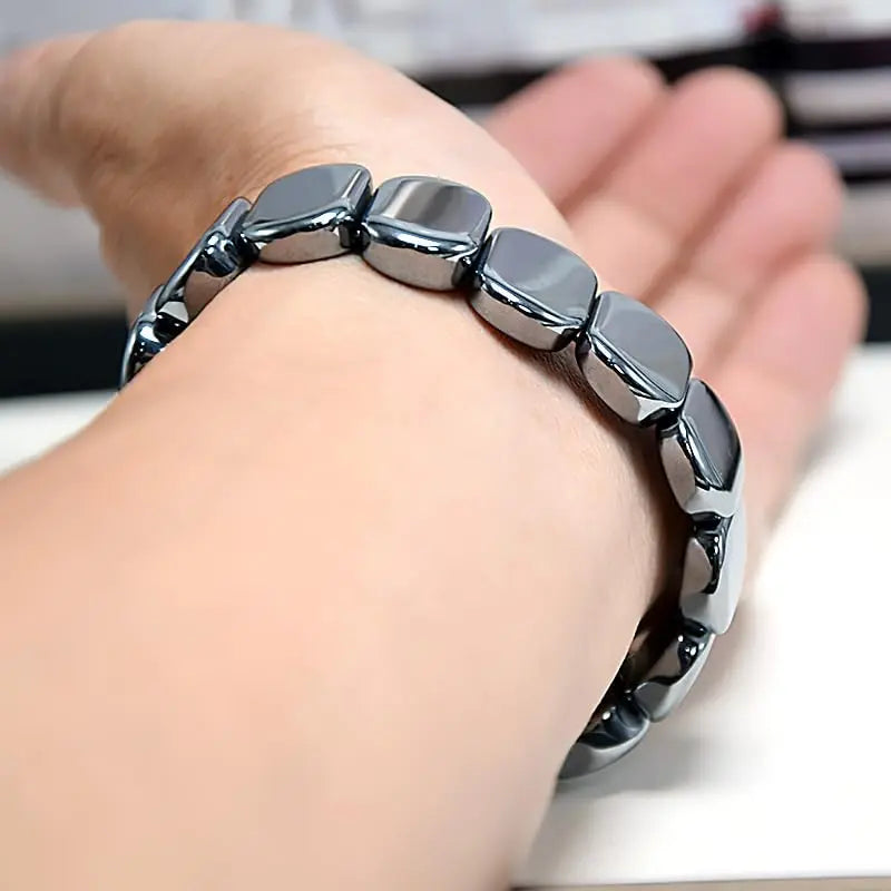 Natural Hematite Stone Beaded Bracelet | Confidence & Healing Energy Jewelry