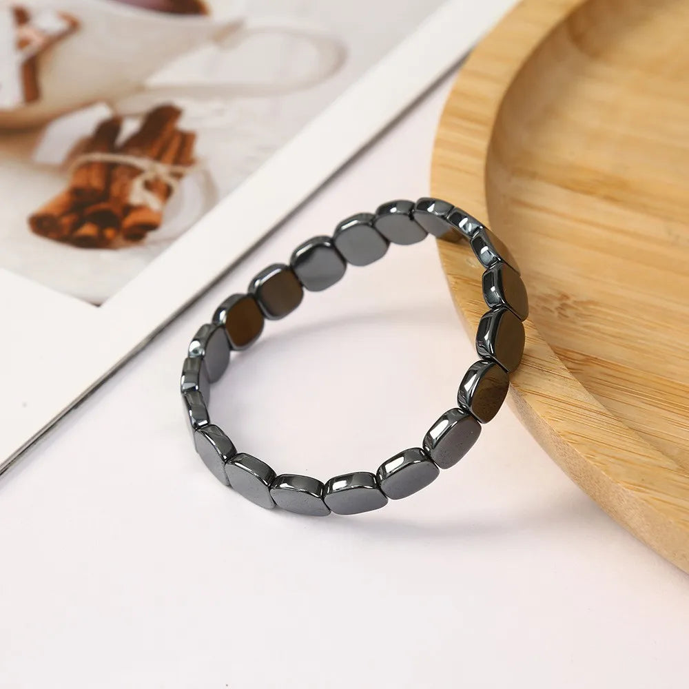 Natural Hematite Stone Beaded Bracelet | Confidence & Healing Energy Jewelry