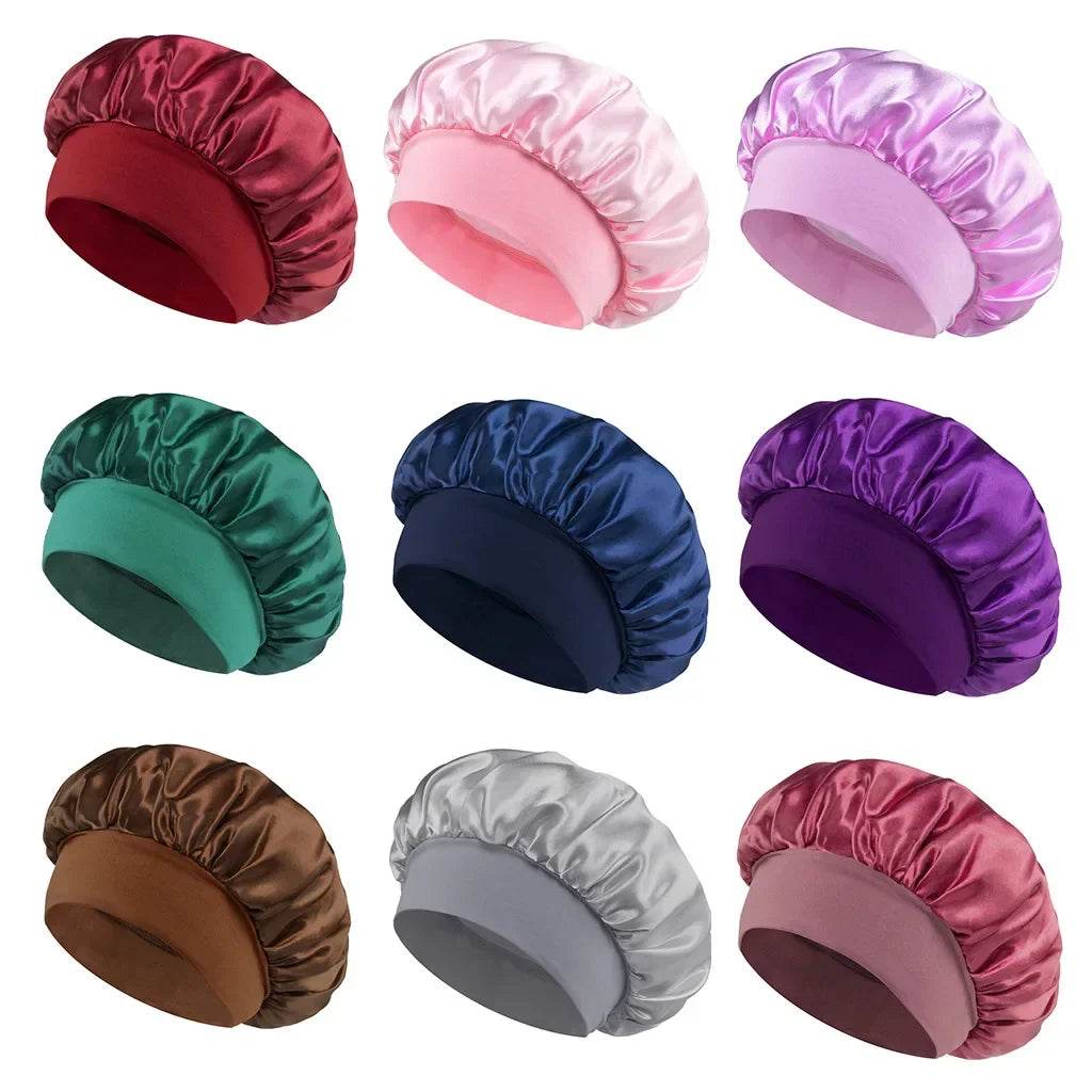 Satin Sleeping Bonnet for Women | Wide Elastic Band Hair Bonnet | Smooth Sleep Cap for Curly, Braided & Long Hair | One Size Fits Most