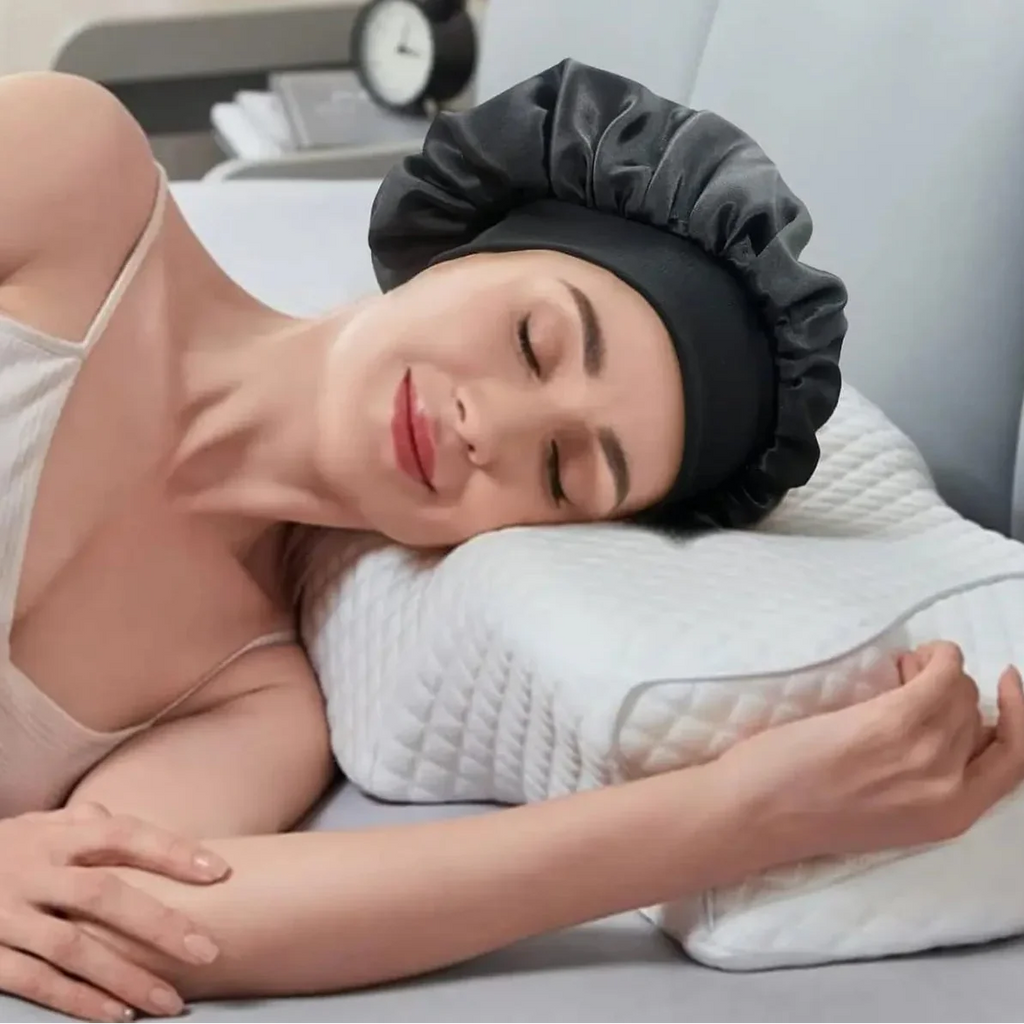 Satin Sleeping Bonnet for Women | Wide Elastic Band Hair Bonnet | Smooth Sleep Cap for Curly, Braided & Long Hair | One Size Fits Most